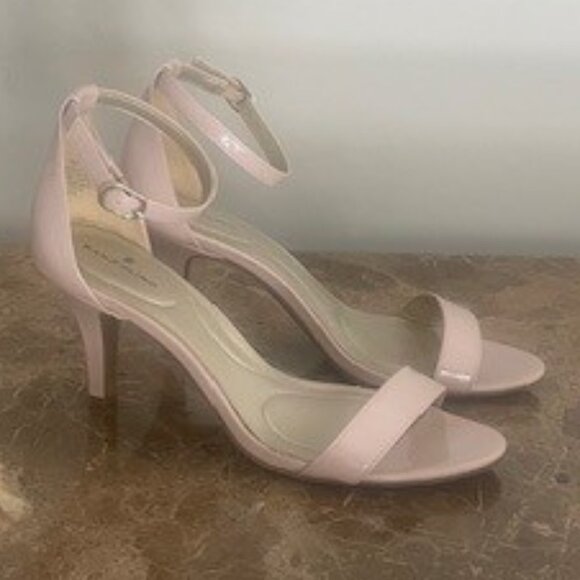 Bandolino Shoes - Bandolino Madia Nude Patent Leather Ankle Strap Kitten Heel Sandals – Size 7